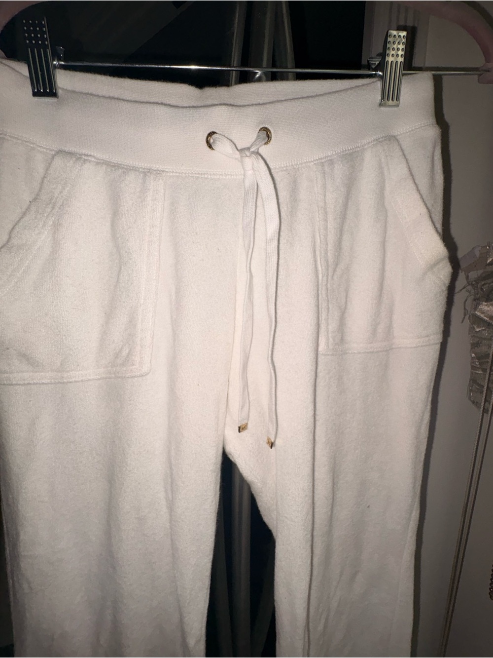 Juicy couture White Drawstring terry cloth pull on pants never worn